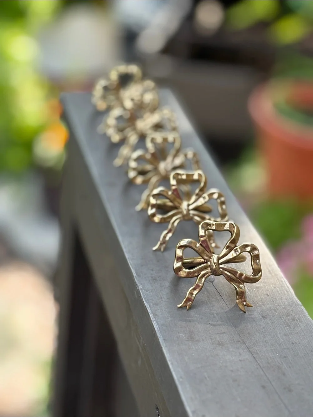 Vintage Brass Bow Napkin Rings Set of 5